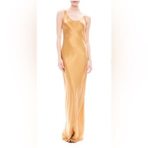 Nili Lotan 100% Gold Silk Bias Cut Dress